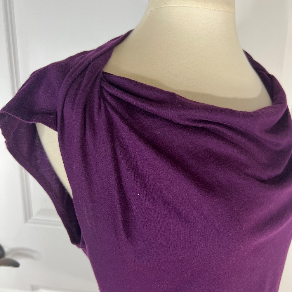 Ann Taylor, Size Large, Cowl neck, Cap Sleeve, Dark Purple - Picture 6 of 8